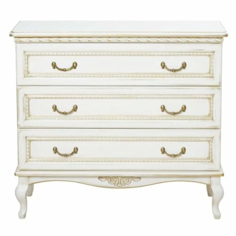 Casa Padrino Luxus Barock Kommode Weiß / Beige 100 cm - Prunkvolle Barock Möbel