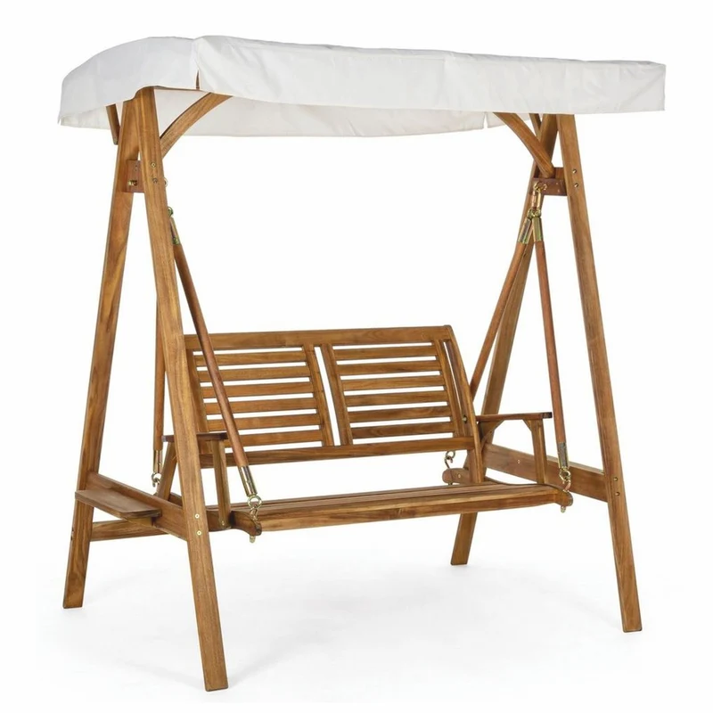 Casa Padrino Luxus Hollywood Schaukel Braun / Weiß 185 cm - Garten Schaukel