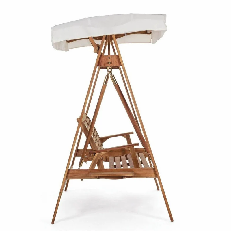 Casa Padrino Luxus Hollywood Schaukel Braun / Weiß 185 cm - Garten Schaukel