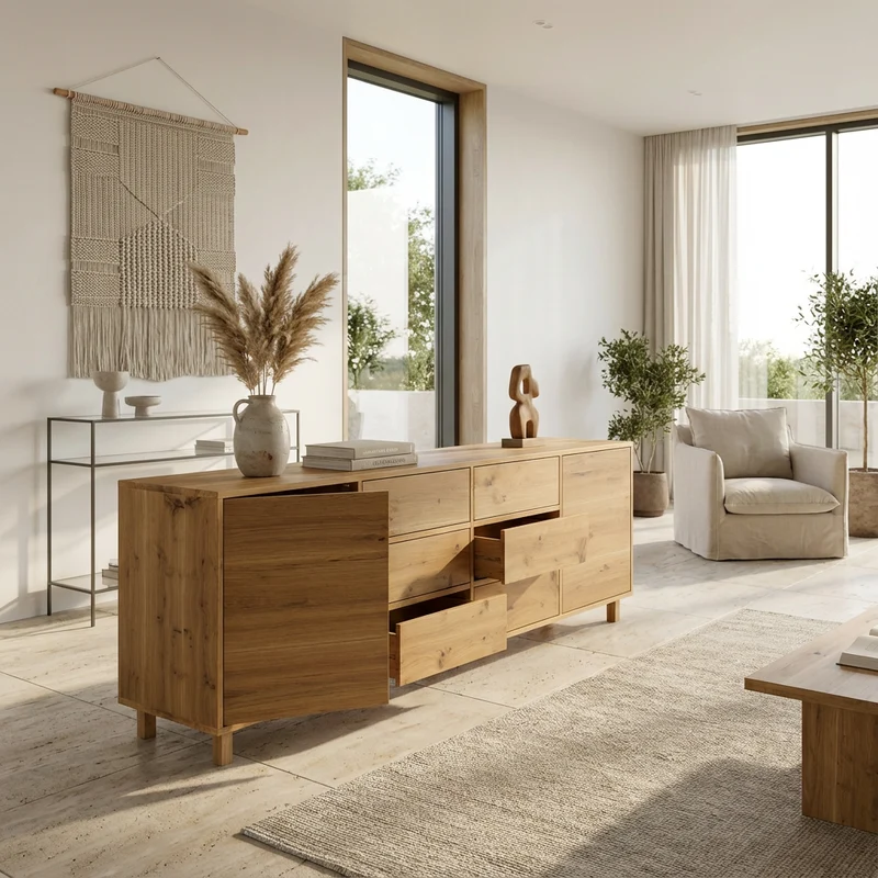 Sideboard Eiche Rustikal - Natur geölt 240cm