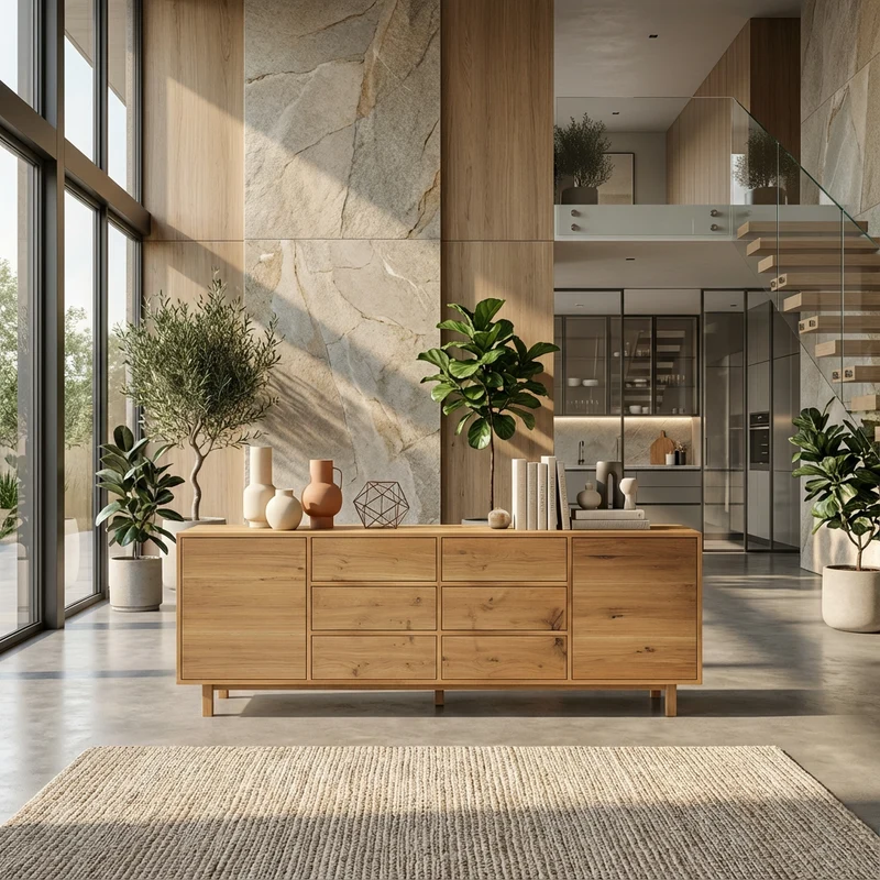 Sideboard Eiche Rustikal - Natur geölt 240cm
