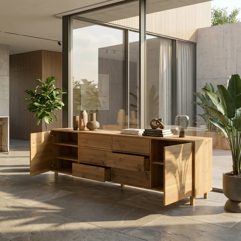 Sideboard Eiche Rustikal - Natur geölt 240cm
