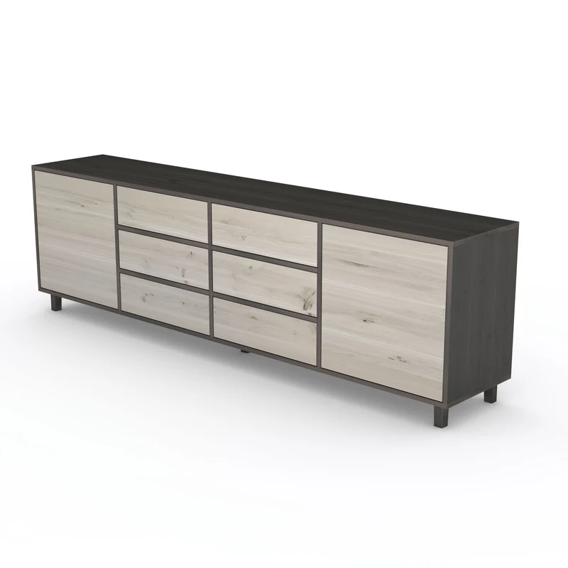 Sideboard Eiche Rustikal - Schwarz/Weiß geölt 240cm