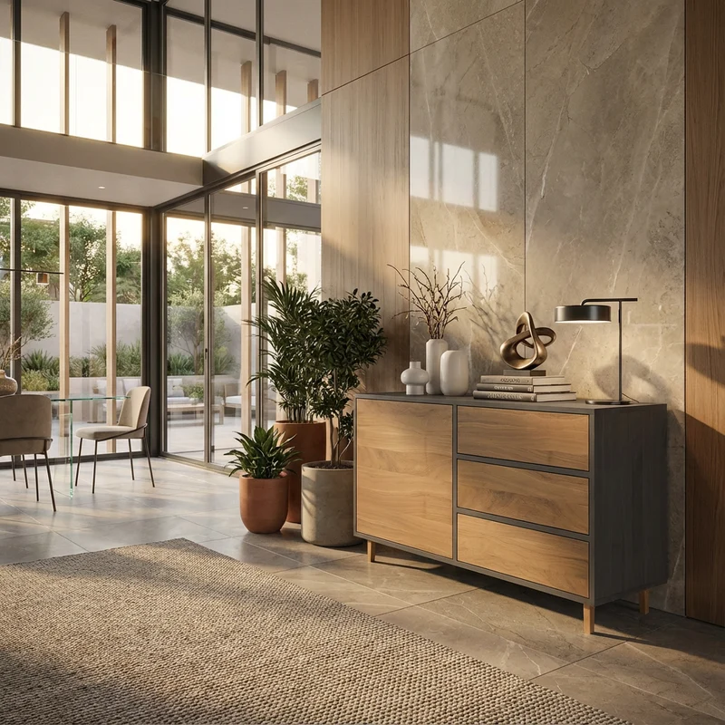 Sideboard Eiche Premium - Natur/Schwarz geölt 120cm