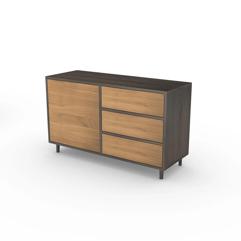 Sideboard Eiche Premium - Natur/Schwarz geölt 120cm