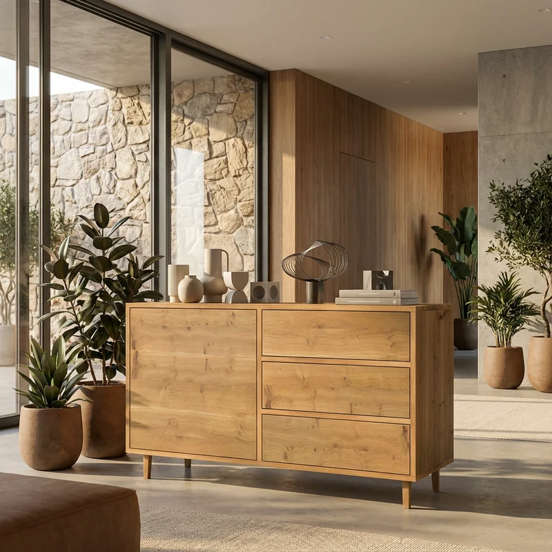 Sideboard Eiche Rustikal - Natur geölt 120cm