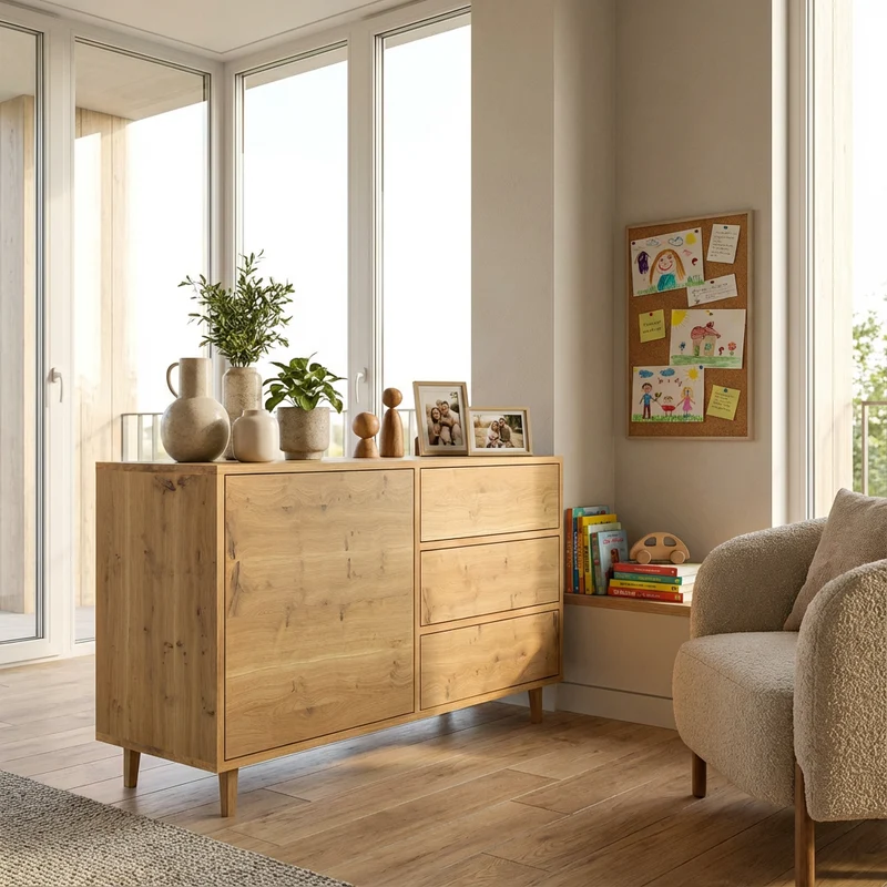 Sideboard Eiche Rustikal - Natur geölt 120cm