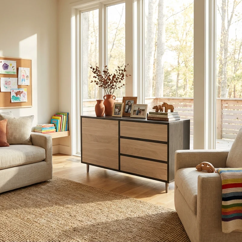 Sideboard Eiche Premium - Schwarz/Weiß geölt 120cm