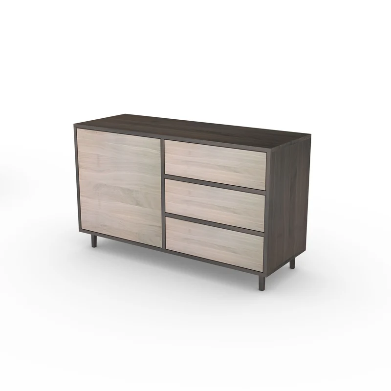 Sideboard Eiche Premium - Schwarz/Weiß geölt 120cm