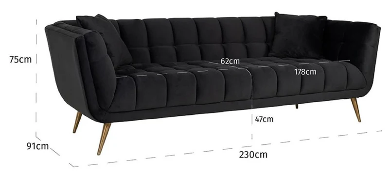 Casa Padrino Luxus Samt Sofa Anthrazit / Gold 230 x 91 x H. 75 cm - Wohnzimmer Sofa - Wohnzimmer Möbel - Luxus Möbel - Wohnzimmer Einrichtung - Luxus Einrichtung - Luxus Qualität
