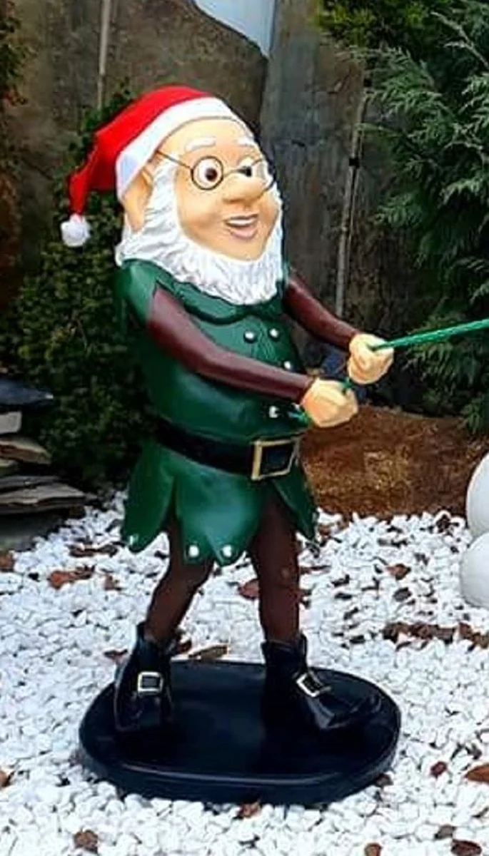Casa Padrino Luxus Deko Skulptur Weihnachtself Mehrfarbig H. 80 cm - Weihnachts Deko Figur - XXL Deko Skulptur - XXL Deko Figur - XXL Weihnachts Skulptur - Weihnachts Garten Deko Accessoires