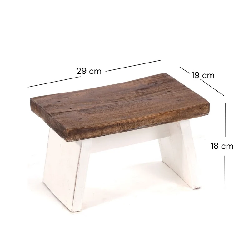 NOSTALGISCHER FUßHOCKER "SCHEMEL" | Mahagoni | Holzhocker | Farbe: 06 weiß-landhaus