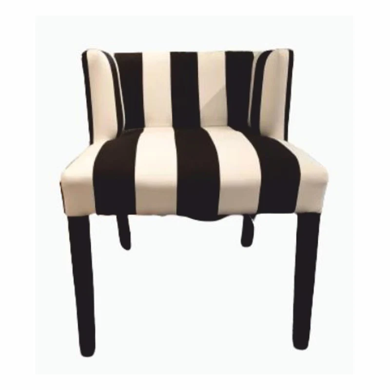 Casa Padrino Esszimmer Stuhl mit Streifen Weiß / Schwarz H. 68 cm - Esszimmer Möbel