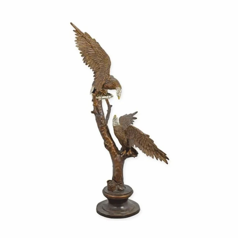 Casa Padrino Luxus Bronze Deko Skulptur 2 Adler auf Ast H. 159 cm - Große Bronze Figur