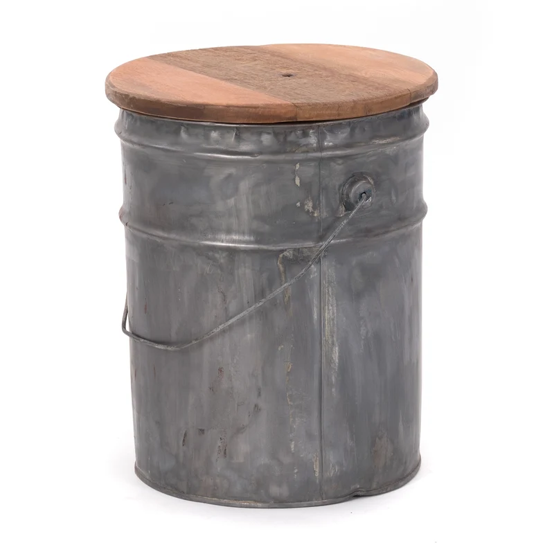 BEISTELLTISCH BARREL | 40x30 cm (HxØ), Metall, Holz | Sitztonne
