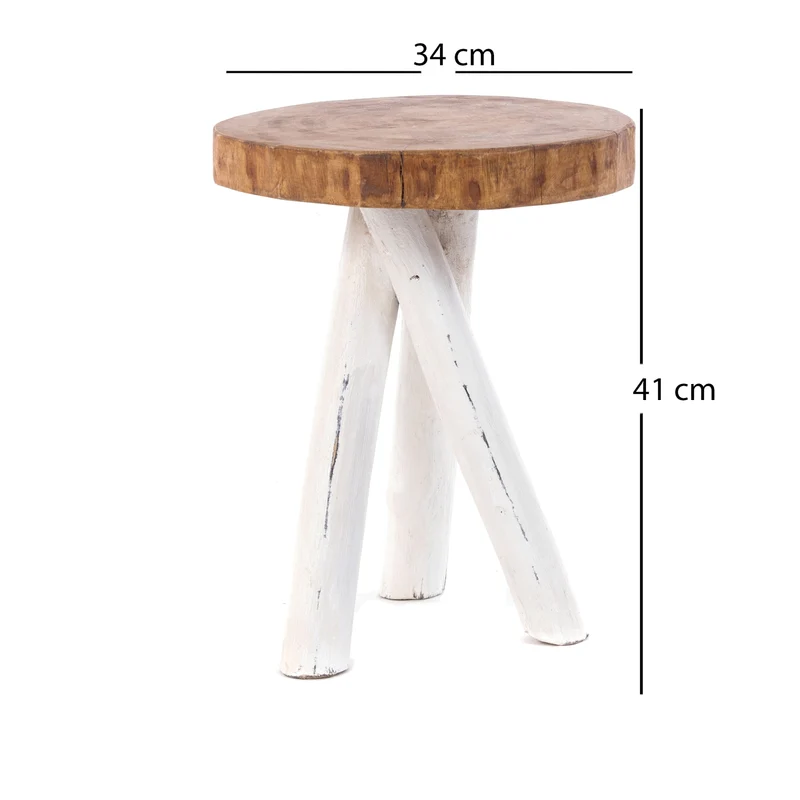 BEISTELLTISCH TEAKHOLZ 40 | 40x34cm (HxB) Massivholz Telefontisch | Farbe: 06 weiß-landhaus