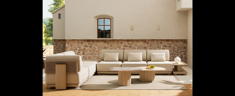 Casa Padrino Luxus Garten Lounge Set Sandfarben / Schwarz 8-teilig 100 x 90 x H. 84.5 cm - Wetterfest und hochwertig verarbeitet - Moderne Garten Möbel - Luxus Qualität