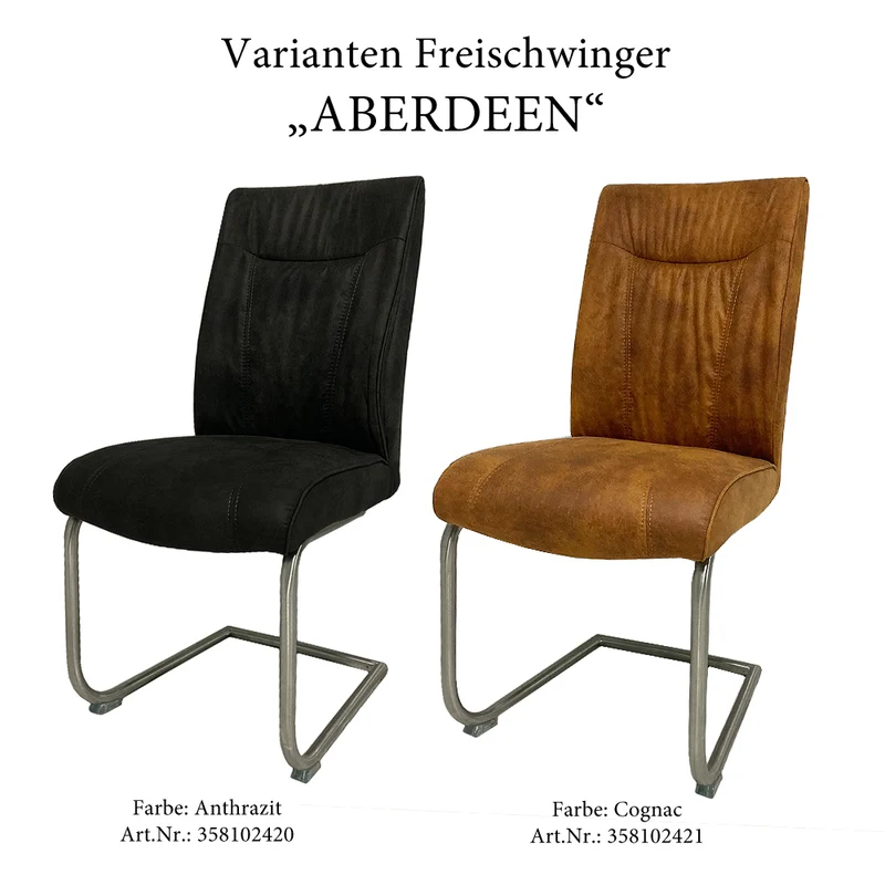 2tlg. Set Freischwinger ABERDEEN Anthrazit Edelstahl Gestell