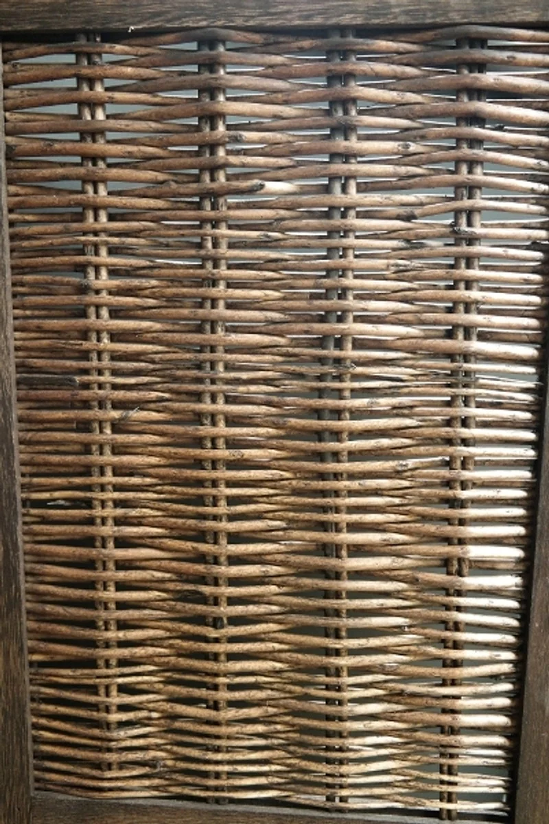 Casa Padrino Landhausstil Raumteiler Paravent aus Paulownia-Holz, Rattan und Metall in Braun 40 x 2 x H. 170 cm