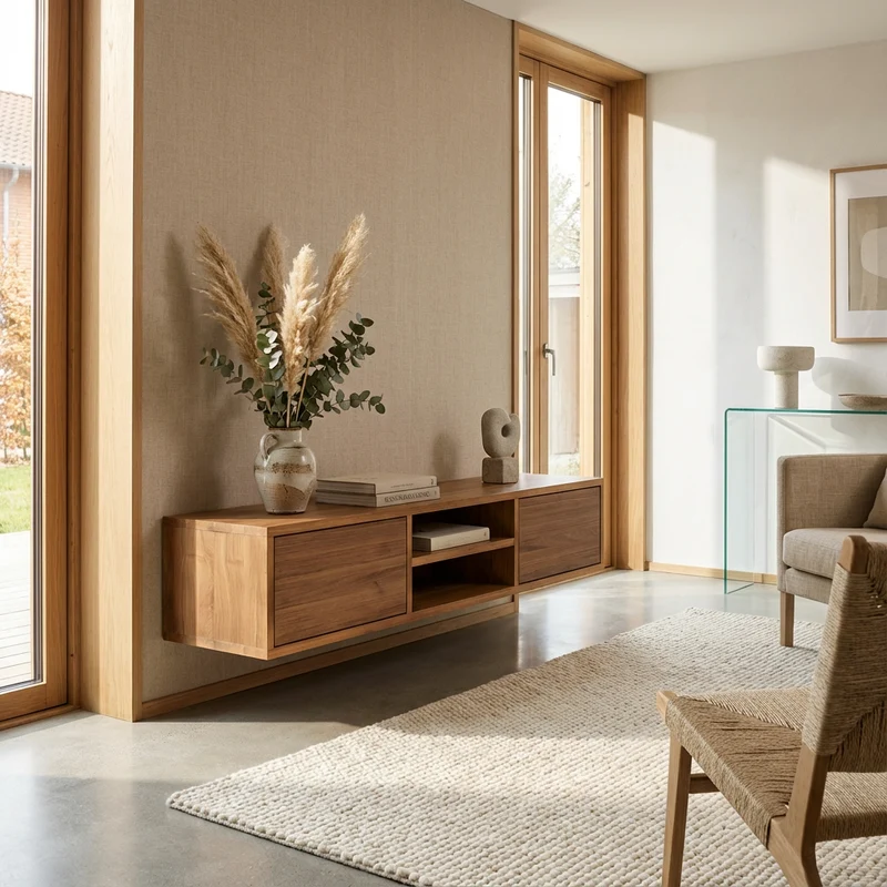 Lowboard Eiche Premium - Natur geölt 150cm mit Wandaufhängung