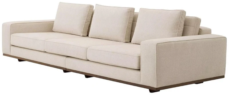 Casa Padrino Luxus Sofa Beige / Braun 286 x 110 x H. 80 cm - Wohnzimmer Sofa mit Kissen - Wohnzimmer Möbel - Luxus Möbel - Wohnzimmer Einrichtung - Luxus Einrichtung - Luxus Qualität
