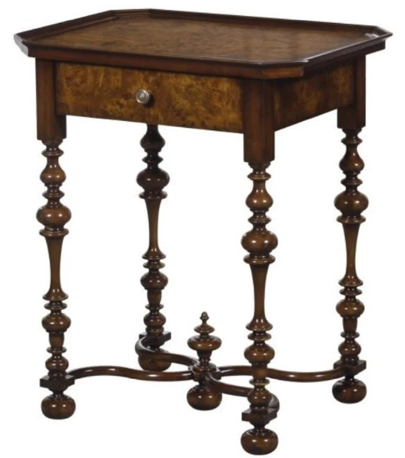 Casa Padrino Luxus Barock Beistelltisch mit Schublade Braun / Dunkelbraun 58 x 42 x H. 69 cm - Barockmöbel