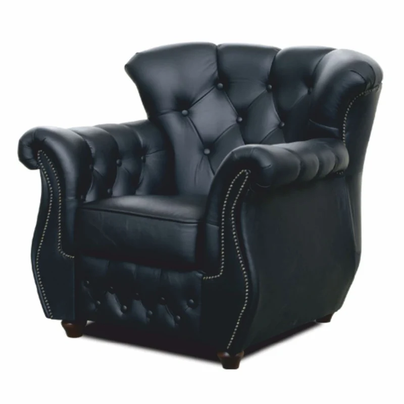 Casa Padrino Luxus Chesterfield Leder Sessel Schwarz / Dunkelbraun - Chesterfield Möbel