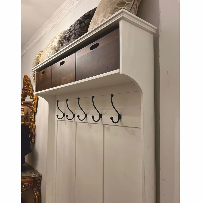 Casa Padrino Landhausstil Garderobe Weiß / Dunkelbraun 140 x 50 x H. 220 cm - Ausstellungsstück