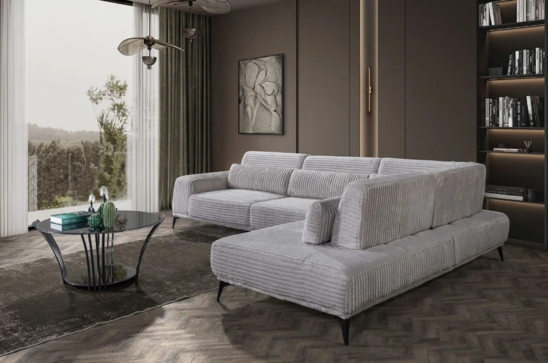 Casa Padrino Luxus Ecksofa mit verstellbaren Rückenlehnen Grau / Schwarz 330 x 240 cm