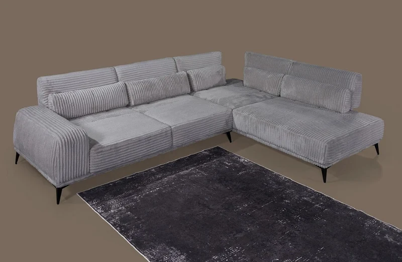 Casa Padrino Luxus Ecksofa mit verstellbaren Rückenlehnen Grau / Schwarz 330 x 240 cm