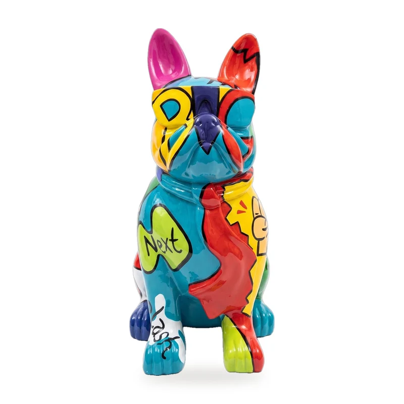 Casa Padrino Deko Skulptur Hund Bulldogge Bunt H. 80 cm - Garten Deko Figur