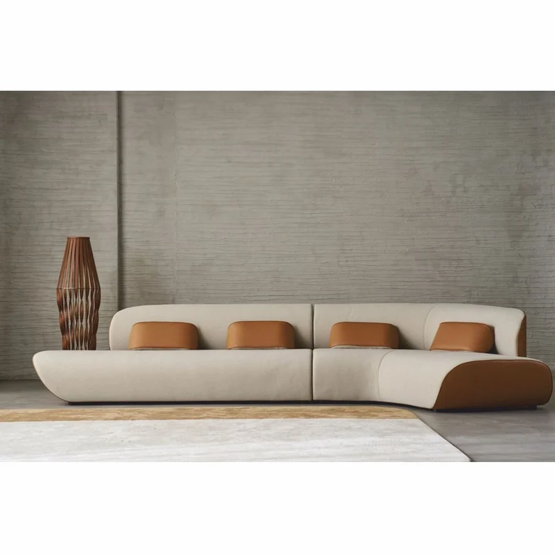 Casa Padrino Luxus Ecksofa Hellgrau / Braun 402 cm - Wohnzimmer & Hotel Möbel