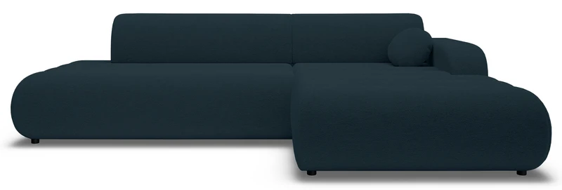 Ecksofa mit Schlaffunktion Arione, L-förmig, rechtsseitig, mit Stauraum, blauer Chenille-Bezug