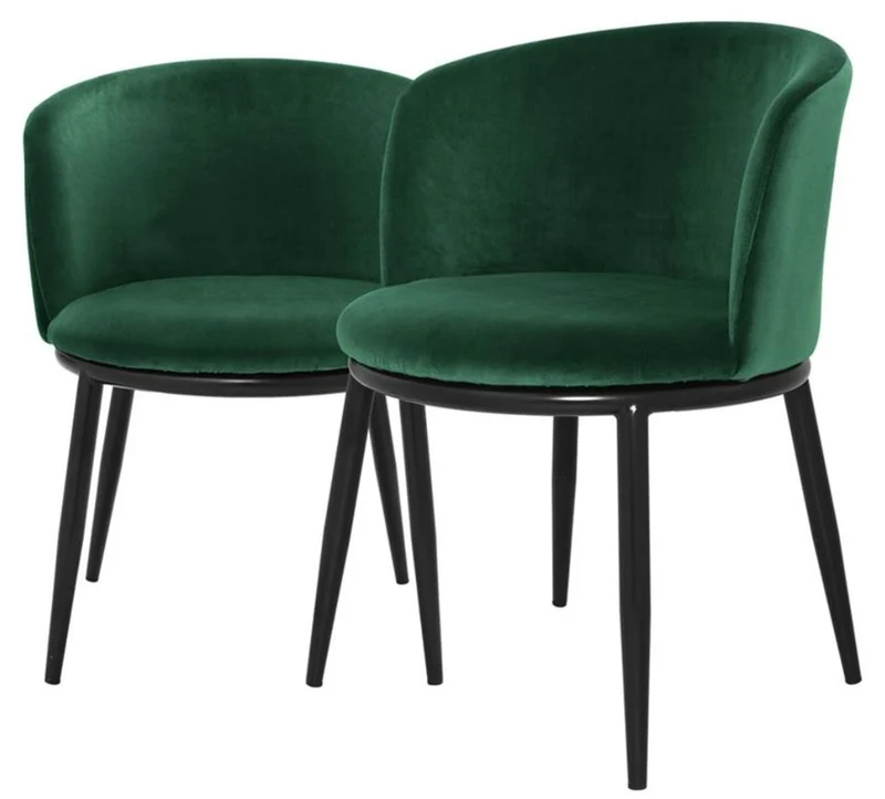 Casa Padrino Luxus Esszimmerstuhl Set Grün / Schwarz 57 x 57 x H. 74 cm - Esszimmermöbel