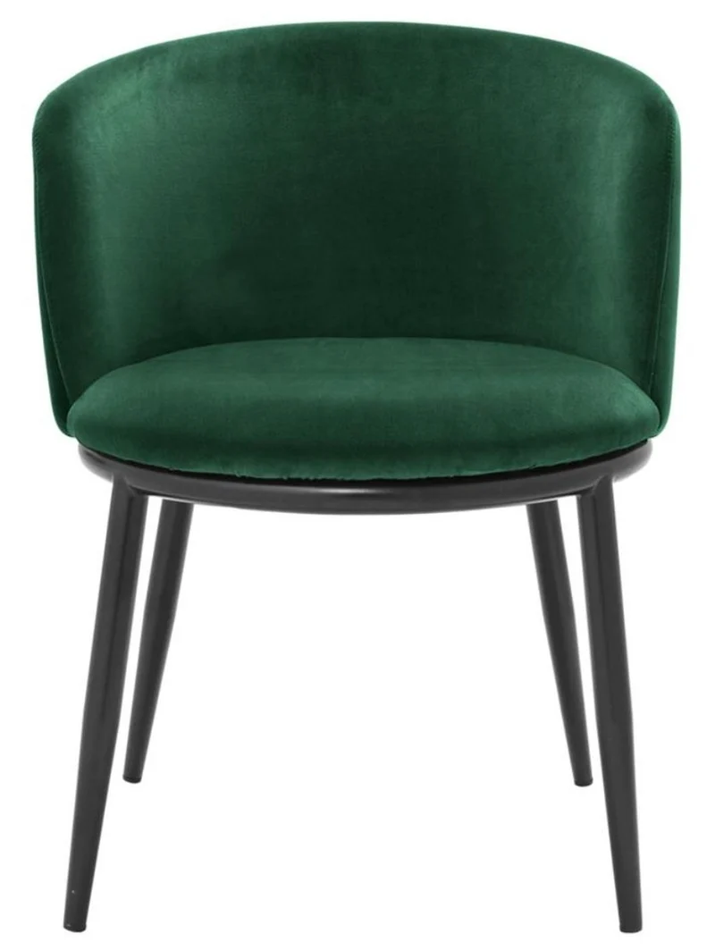Casa Padrino Luxus Esszimmerstuhl Set Grün / Schwarz 57 x 57 x H. 74 cm - Esszimmermöbel