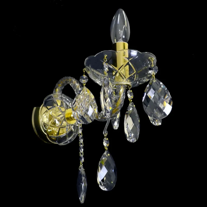Casa Padrino Luxus Barock Kristall Wandleuchte Gold 10 x 20 x H. 25 cm - Prunkvolle Messing Wandleuchte mit böhmischem Kristallglas - Barock Möbel - Edel & Prunkvoll