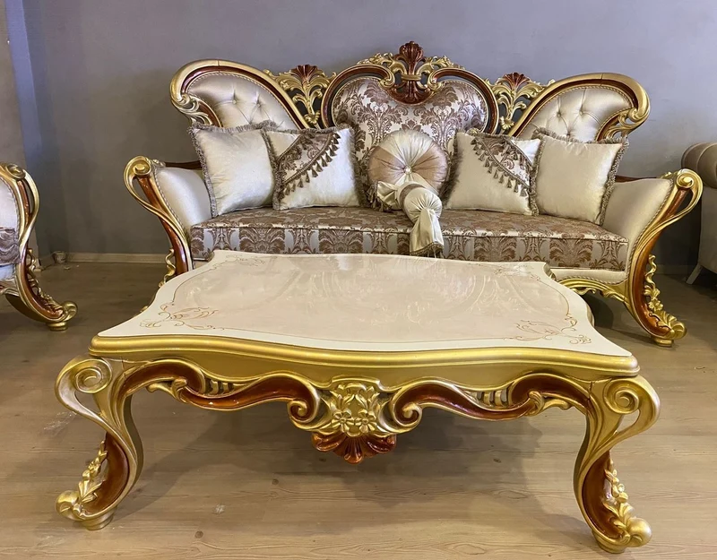 Casa Padrino Luxus Barock Sofa Creme / Silber / Braun / Gold / Braun - Prunkvolles Wohnzimmer Sofa - Barockstil Wohnzimmer Möbel - Luxus Möbel im Barockstil - Prunkvolle Barock Möbel