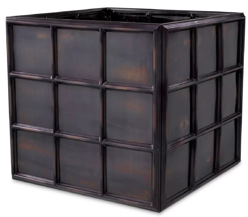 Casa Padrino Luxus Blumentopf Antik Bronze 79 x 79 x H. 71,5 cm - Quadratischer Edelstahl Pflanzentopf - Wohnzimmer Deko - Büro Deko - Deko Accessoires - Luxus Deko - Luxus Qualität