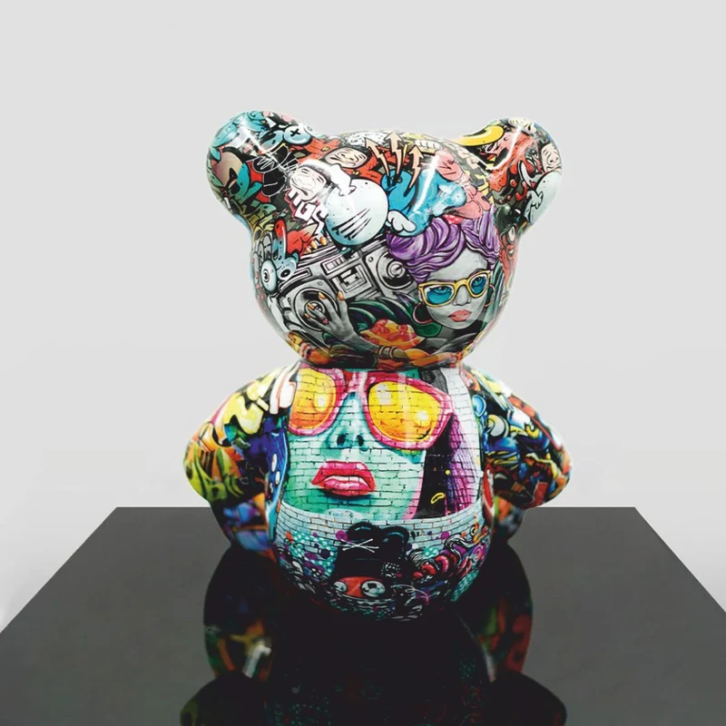 Casa Padrino Luxus Deko Figur Teddybär Bunt H. 35 cm - Deko Tierfigur