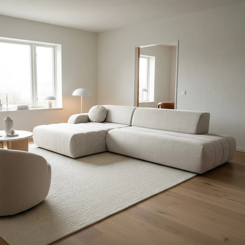Ecksofa mit Schlaffunktion Arione, L-förmig, linksseitig, mit Stauraum, hellbeige Chenille