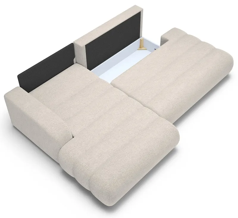Ecksofa mit Schlaffunktion Arione, L-förmig, linksseitig, mit Stauraum, hellbeige Chenille