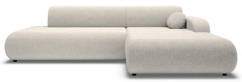 Ecksofa mit Schlaffunktion Arione, L-förmig, rechtsseitig, mit Stauraum, hellbeige Chenille