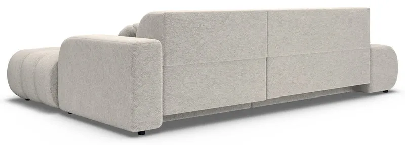 Ecksofa mit Schlaffunktion Arione, L-förmig, rechtsseitig, mit Stauraum, hellbeige Chenille