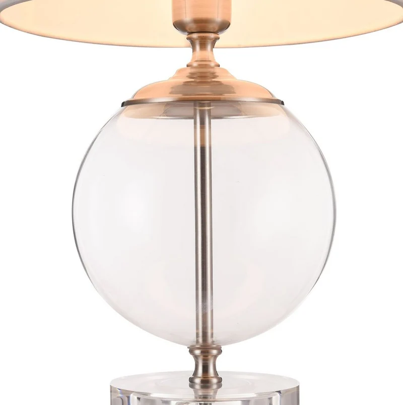 Casa Padrino Tischleuchte Silber / Creme - Moderne Lampe mit Metallrahmen und mundgeblasenem Glaselement - Ø 30 x H. 52 cm