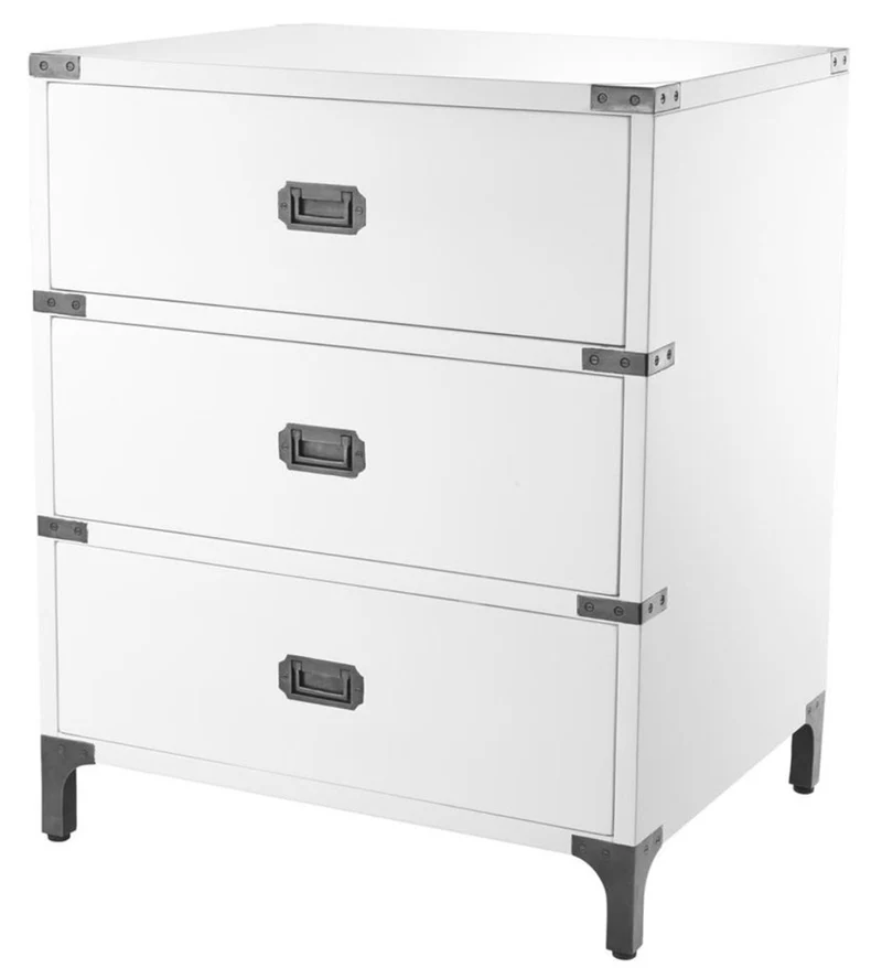 Casa Padrino Luxus Beistelltisch mit 3 Schubladen Weiß 71 x 40,5 x H. 74 cm - Wohnzimmermöbel