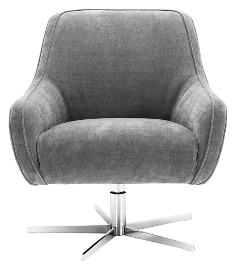 Casa Padrino Drehsessel Grau / Silber 76 x 80 x H. 82 cm - Luxus Möbel