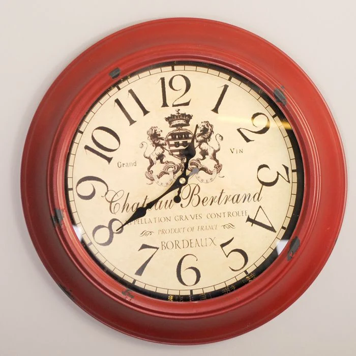 Wanduhr ANTIK im Vintage-Design rot