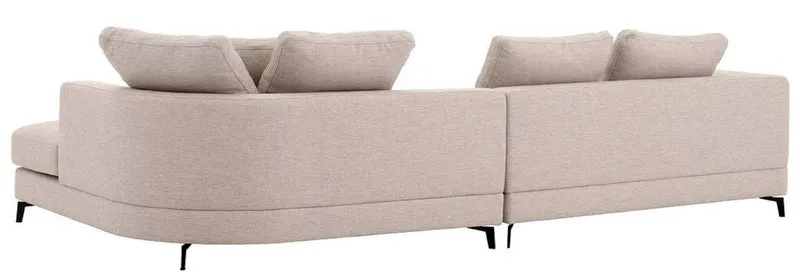 Casa Padrino Luxus Ecksofa Rechte Seite Sandfarben / Schwarz 310 x 150 x H. 65 cm - Wohnzimmer Sofa mit Kissen - Wohnzimmer Möbel - Wohnzimmer Einrichtung - Luxus Möbel - Luxus Einrichtung