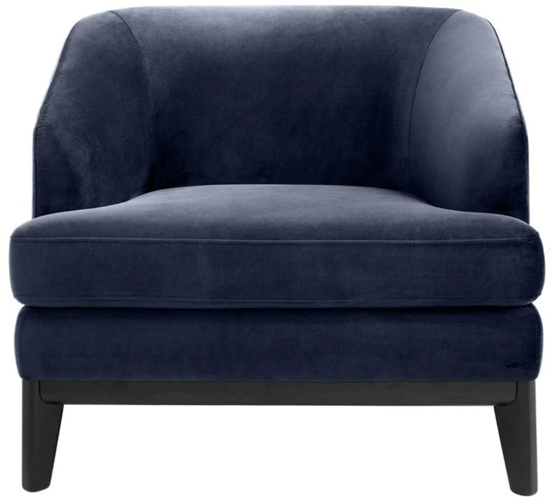Casa Padrino Luxus Sessel Mitternachtsblau / Schwarz 85 x 90 x H. 75 cm - Wohnzimmer Sessel
