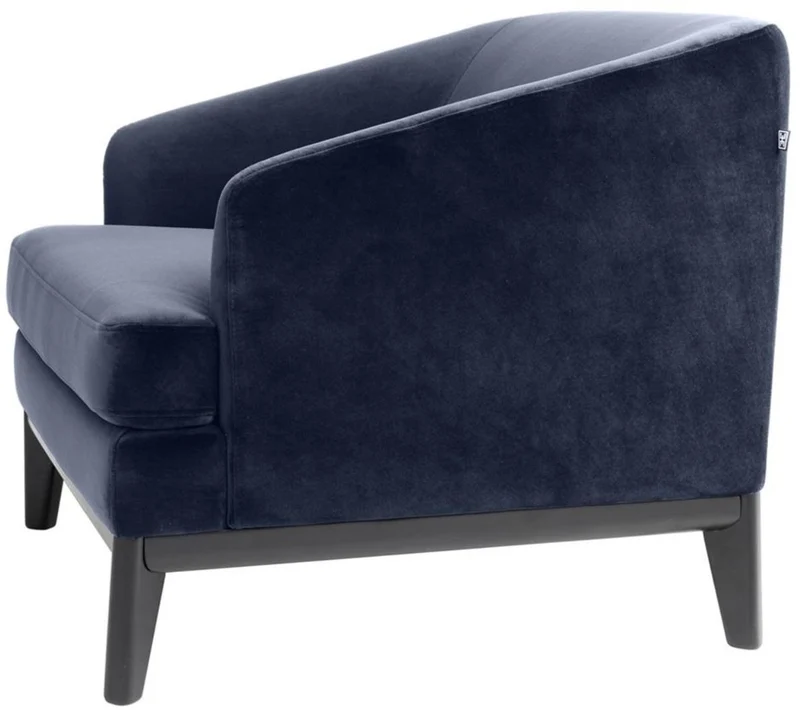 Casa Padrino Luxus Sessel Mitternachtsblau / Schwarz 85 x 90 x H. 75 cm - Wohnzimmer Sessel